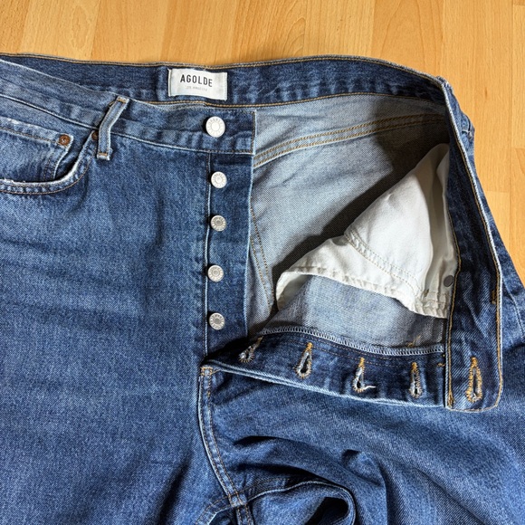 Agolde Dame Jeans in Control Wide Leg Cuffed Medium Wash 31 - Picture 6 of 12